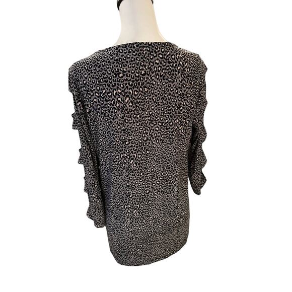 Anne Klein Gray Black White 3/4 Sleeve Top Medium - Picture 3 of 3
